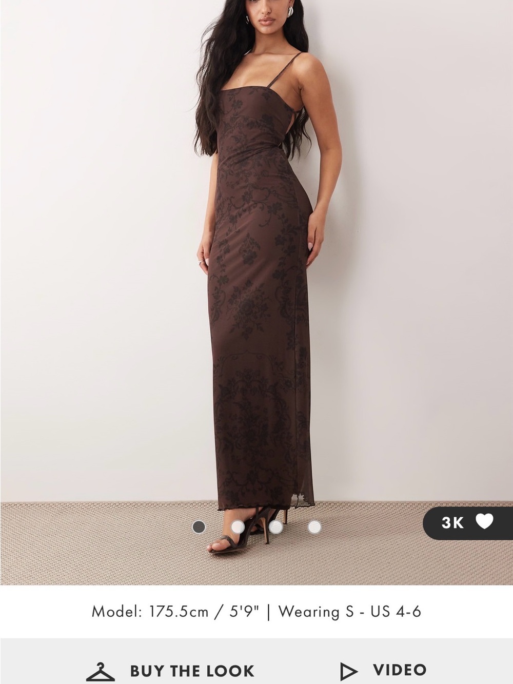 ASOS Chocolate Brown Printed Slip Maxi Dress